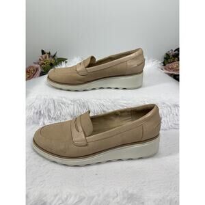 Clarks Sharon Ranch Penny Loafers Women's 8.5M Tan Leather Minimalist Comfort
